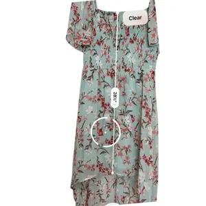 As You Wish Green Floral Chiffon Smocked Asymmetrical Dress LARGE Cottage Flowy‎ thumbnail 10