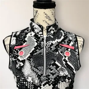 Jamie Sadock Golf Top Womens S Snake Print Sleeveless 1/4 Zip Stretch‎ Black thumbnail 4