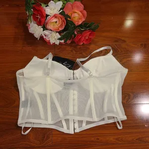 Say What White See Through Mesh Bra Crop Top Size Large thumbnail 2