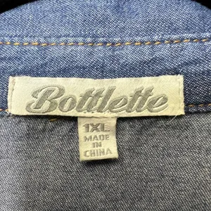 Bottlette Denim Shirt Roll Tab Long Sleeve Button Up Western‎ 1XL thumbnail 2