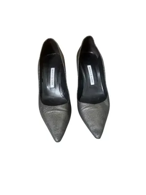 Manolo Blahnik Pumps Silver sparkly Pointed Toe Shoes 41 thumbnail 3