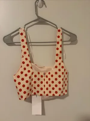 Zara NEW Red Polka Dot Crop Top Size S thumbnail 3