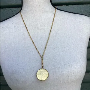 Gold toned locket Necklace with Floral Design thumbnail 4