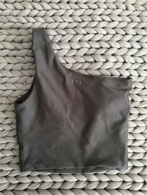 YPB One Shoulder Cropped Tank Black thumbnail 3