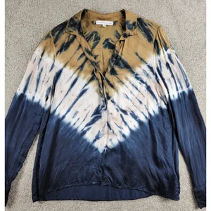Young Fabulous & Broke Womens Susan Shirt Medium Blue T an Tie Dye Button Down thumbnail 6