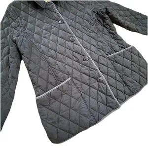 LL Bean‎ Vintage Quilted Riding Jacket Plaid Lined Black Women's Large Buttons thumbnail 6