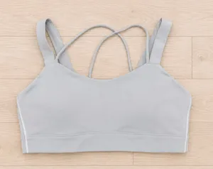 Lululemon Light Support Strappy Back Longline Sports Bra Gray Sz 12 thumbnail 1