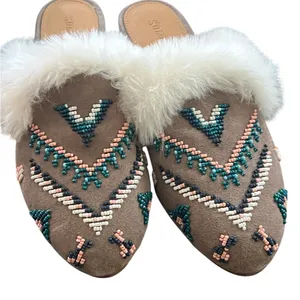 Soludos Sedona Mule Anthropologie Mules with White Faux Fur size 6.5 thumbnail 1