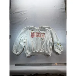 Wicked Universal Studios Cropped Sweatshirt XL White Pink Gold Glitter Stars thumbnail 2