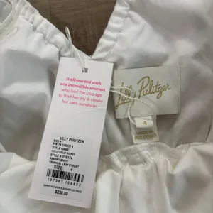 NWT Lilly Pulitzer Axelle Eyelet Romper Resort White Tropical Leaf Size 4 thumbnail 5