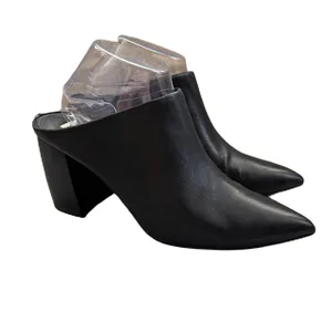 Steve Madden Barrie Addison Black Leather Mules Pointed Toe Size‎ 9 Chunky Heel thumbnail 5