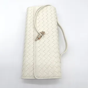 Few Moda East West Woven Clutch Bag Crossbody Cream Toggle Minimalist Chic Vegan thumbnail 5
