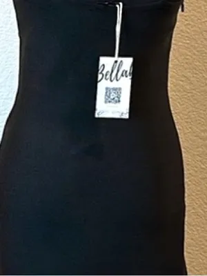 Bella Barrett Bodycon Black Cutout Evening Gown with Rhinestone Straps thumbnail 9