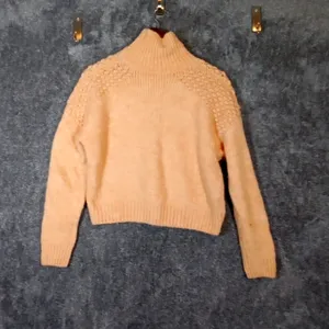 Free People Bradly Cropped Sweater Mockneck Textured Knit Pullover Small thumbnail 3