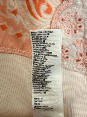 We the Free Feelin It Patchwork Paisley Peach Top Western Boho Free People Small thumbnail 4