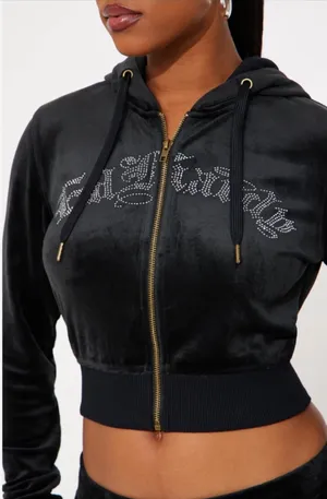 Ed Hardy NWT Silver Tiger Velour Zip Up‎ Hoodie Large Rhinestone Y2K athleisure thumbnail 1