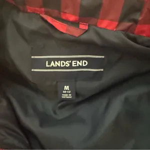 Lands’ End red/black buffalo plaid goose down women’s puffer vest size M(8-10) thumbnail 4