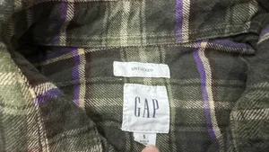 Gap Mens Flannel Button Down Plaid Long Sleeve Shirt, Size Small, Green Purple thumbnail 3