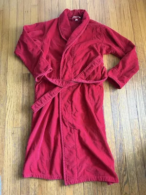 Victoria's Secret Robe Womens M/L Red Terry Cotton Kimono Belted Sleepwear thumbnail 1