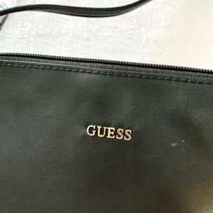 Guess Small Shoulder Bag Women Size S Black Faux Leather Leopard Lining Y2K Gold thumbnail 5