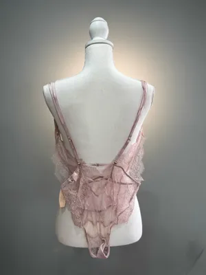 Pink Victoria's Secret Sheer Lace Bodysuit Size M NWT thumbnail 2