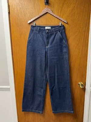 Abercrombie & Fitch High Rise Wide Leg Denim Jeans Blue Curve Love 27 LONG TALL thumbnail 11