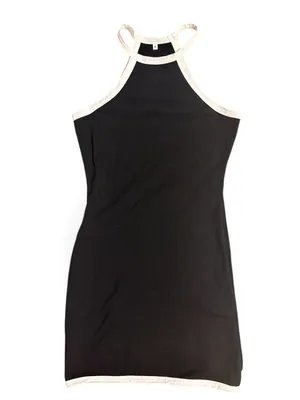 Black & White Contrast Halter Mini Dress Y2K 90s Style Size M thumbnail 3