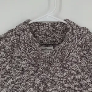 L.L. Bean Signature Cotton Linen Ragg Sweater Size Large Mock‎ Neck Marled thumbnail 6