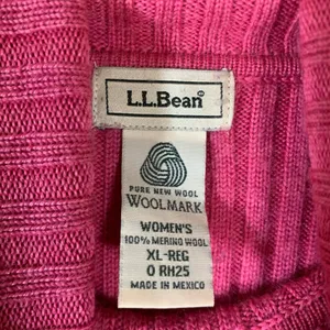 LL Bean Pink 100% Merino Wool Ribbed Turtleneck Sweater XL Regular 0RH25 Preppy thumbnail 3