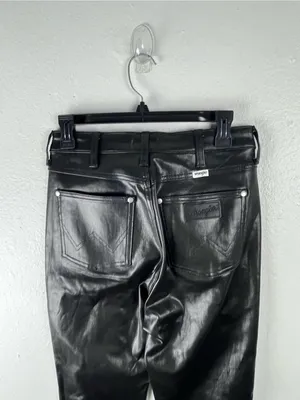 WRANGLER Walker 677 High Rise Slim Black Faux Leather Jeans Size 27 Cowgirl Rode thumbnail 6