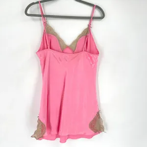 Y2K No Boundaries Babydoll Pink Satin Lace Trim Camisole Slip Dress Size ‎ L thumbnail 2