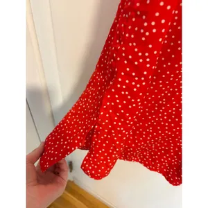 Needle & Thread Red Polka Dot Button Front Midi Dress Tie Sleeve V-Neck Medium thumbnail 5