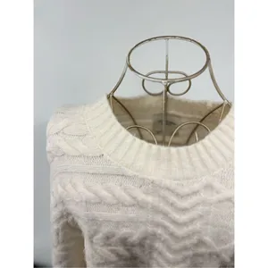Abercrombie & Fitch Cable Knit Crewneck Sweater S/M Cream Chunky Knit thumbnail 7