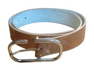 White House | Black Market Tan Animal print Leather Belt Silver Buckle Small thumbnail 1