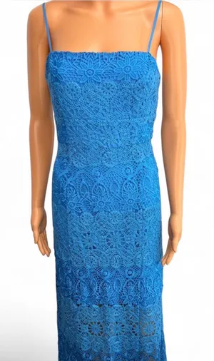 GUESS Blue Lace Maxi Dress - Women. thumbnail 1