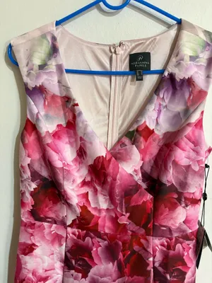 Adrianna Papell Pink Floral Dress - Size 8 thumbnail 3