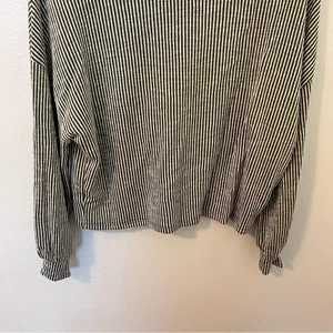 Caution to the Wind Women's Long Sleeve Top‎ Olive Green White Stripes Ribbed thumbnail 10