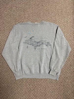 Vintage Lee Apparel Michigan Road Map Gray Crewneck Pullover Sweatshirt thumbnail 2