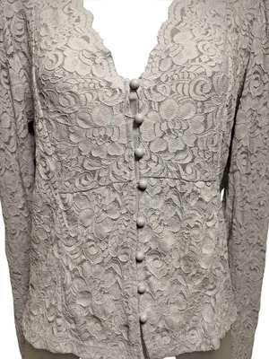 By Anthropologie Lace Button-Front Top Lavender Size Medium thumbnail 6