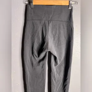 Lululemon Brushed Softstreme Ribbed Zip Flared Pant 32.5" Black.  Size 2 thumbnail 7