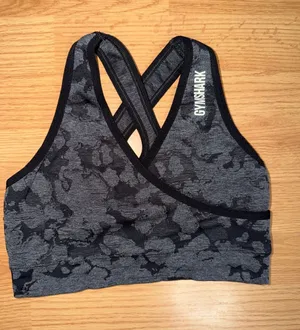 Gymshark Gray Camo Cross-Back Seamless Sports Bra thumbnail 1