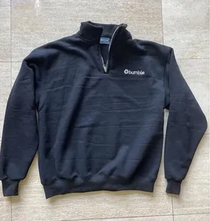 Bumble‎ Dating Sweatshirt Medium 1/4 Zip Long Sleeve Cozy Oversized Pullover Black thumbnail 1