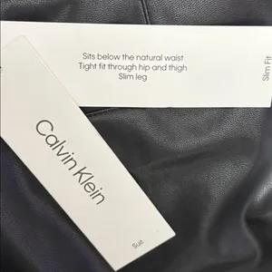 CALVIN KLEIN Faux Leather Ankle Pant 16 Black $109 Retail NWT thumbnail 4
