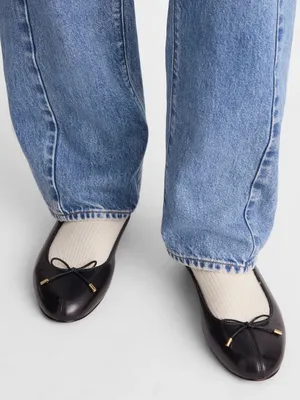 Madewell The Hester Flat in True Black Leather Size 8.5 thumbnail 4