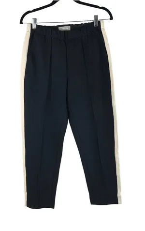 Everlane Womens The Dream Pant Tuxedo Stripe Pintuck Pull On Tapered Black M thumbnail 1