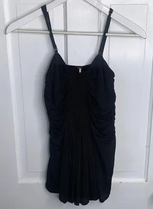 Free People Vacation Vibes Black Tank Top W-098 Sz M thumbnail 5