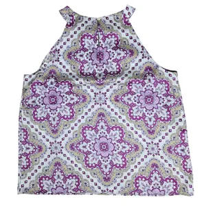 Ann‎ Taylor Womens Purple Mandala Print Halter Neck Blouse Top Satin Size M NEW thumbnail 2
