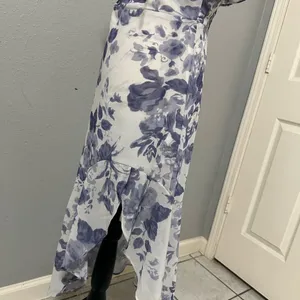 By JL luxe Floral Blue and White Dress spaghetti strap size L new with tags thumbnail 10