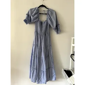 Hill House The Nesli Nap Blue Plaid Puff Sleeve Cottage Dress Size XS thumbnail 5