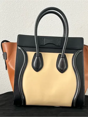 Celine Luggage Tote Tricolor Leather Micro Top Handle Handbag thumbnail 7